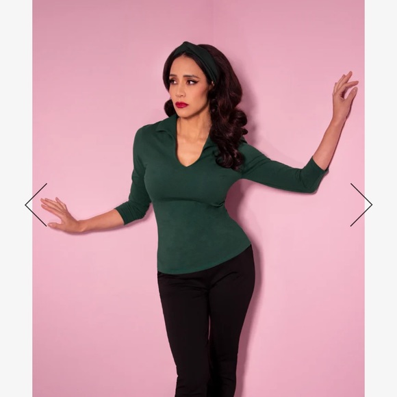 ISO(do not buy) micheline pitt hunter green top - Picture 2 of 2